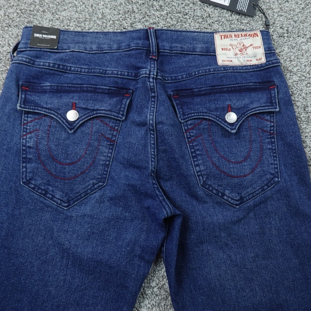 NEW True Religion Jeans Mens 34X32 Dark Blue Denim Ricky Relaxed Straight Pants